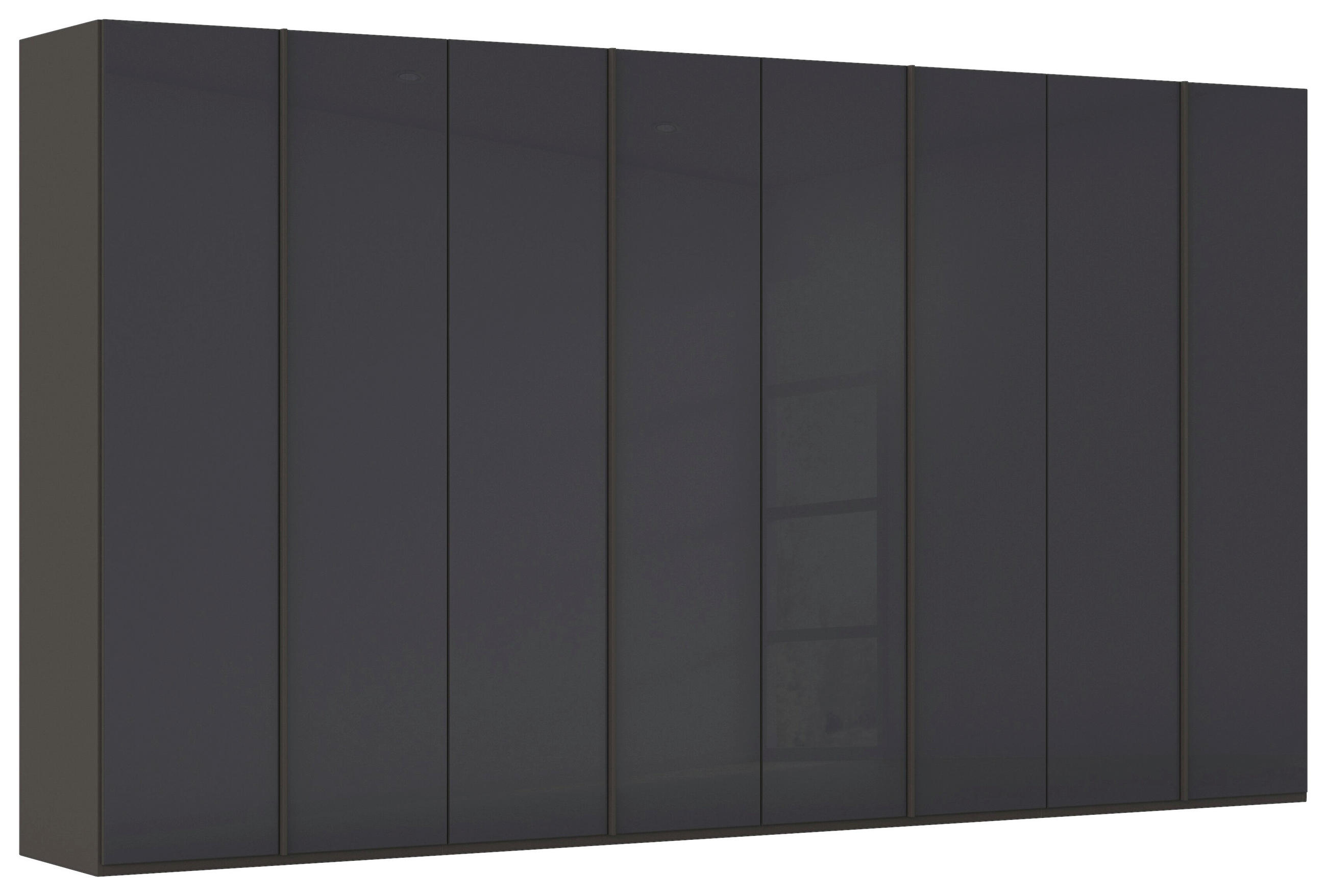 DREHTÜRENSCHRANK 400/223/61 cm,  in Graphitfarben, 8  - Graphitfarben, Basics, Glas/Holzwerkstoff (400/223/61cm) - Novel