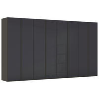 DREHTÜRENSCHRANK 400/223/61 cm,  in Graphitfarben, 8-türig  - Graphitfarben, Basics, Glas/Holzwerkstoff (400/223/61cm) - Novel
