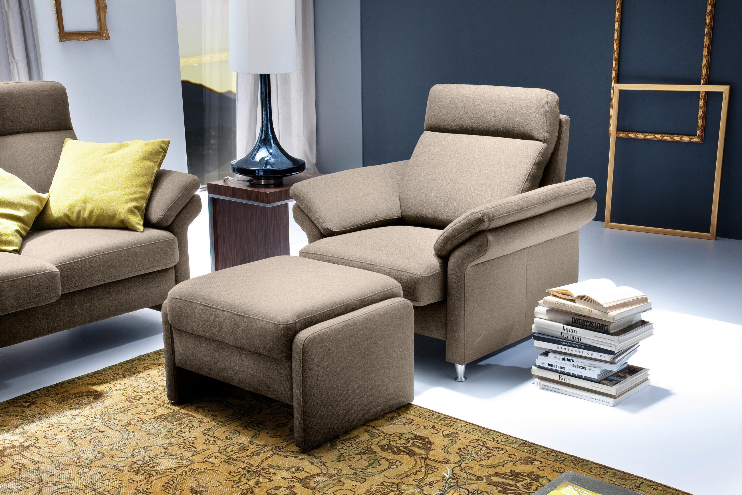 FERNSEHSESSEL Flachgewebe Taupe  - Taupe/Alufarben, MODERN, Textil/Metall (96/103/89cm) - Pure Home Comfort