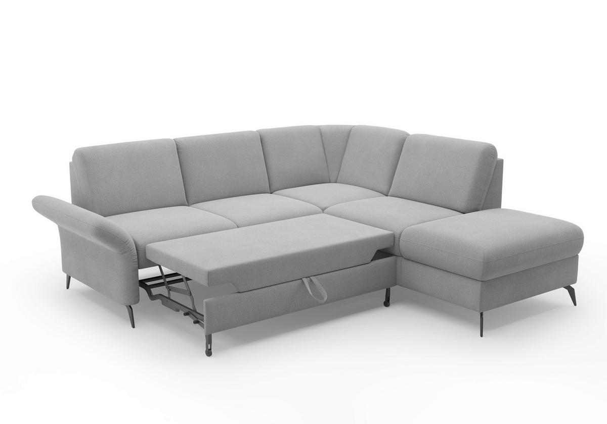 ECKSOFA ROCHELLE E Grau Flachgewebe  - Schwarz/Grau, KONVENTIONELL, Textil/Metall (240/216cm) - Sit & More