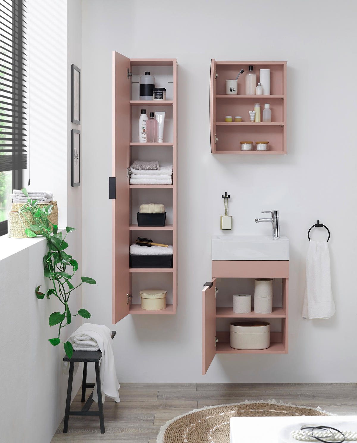 WASCHTISCHKOMBI  - Schwarz/Rosa, Trend, Holzwerkstoff/Metall (45/55/25cm) - MID.YOU