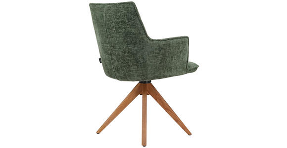 ARMLEHNSTUHL  Stoffauswahl, Sitzfläche 360° drehbar, automatische Rückholfunktion Chenille  - Eichefarben/Grün, Design, Holz/Textil (59,5/88,5/63cm) - Novel