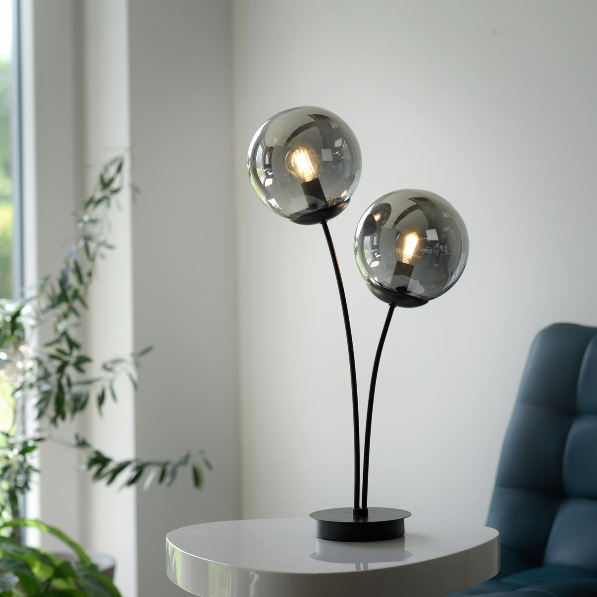 TISCHLEUCHTE 35/20/52 cm   - Schwarz, Basics, Glas/Kunststoff (35/20/52cm)