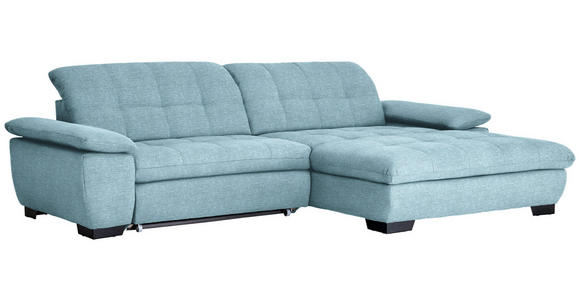 ECKSOFA  in Webstoff Hellblau  265/180 cm  - Schwarz/Hellblau, Design, Textil/Metall (265/180cm) - Carryhome