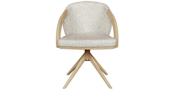 ARMLEHNSTUHL  Sitzfläche 360° drehbar Webstoff  Eichefarben, Beige  - Eiche Bianco/Eichefarben, KONVENTIONELL, Holz/Textil (61/83,5/57,5cm) - Linea Natura