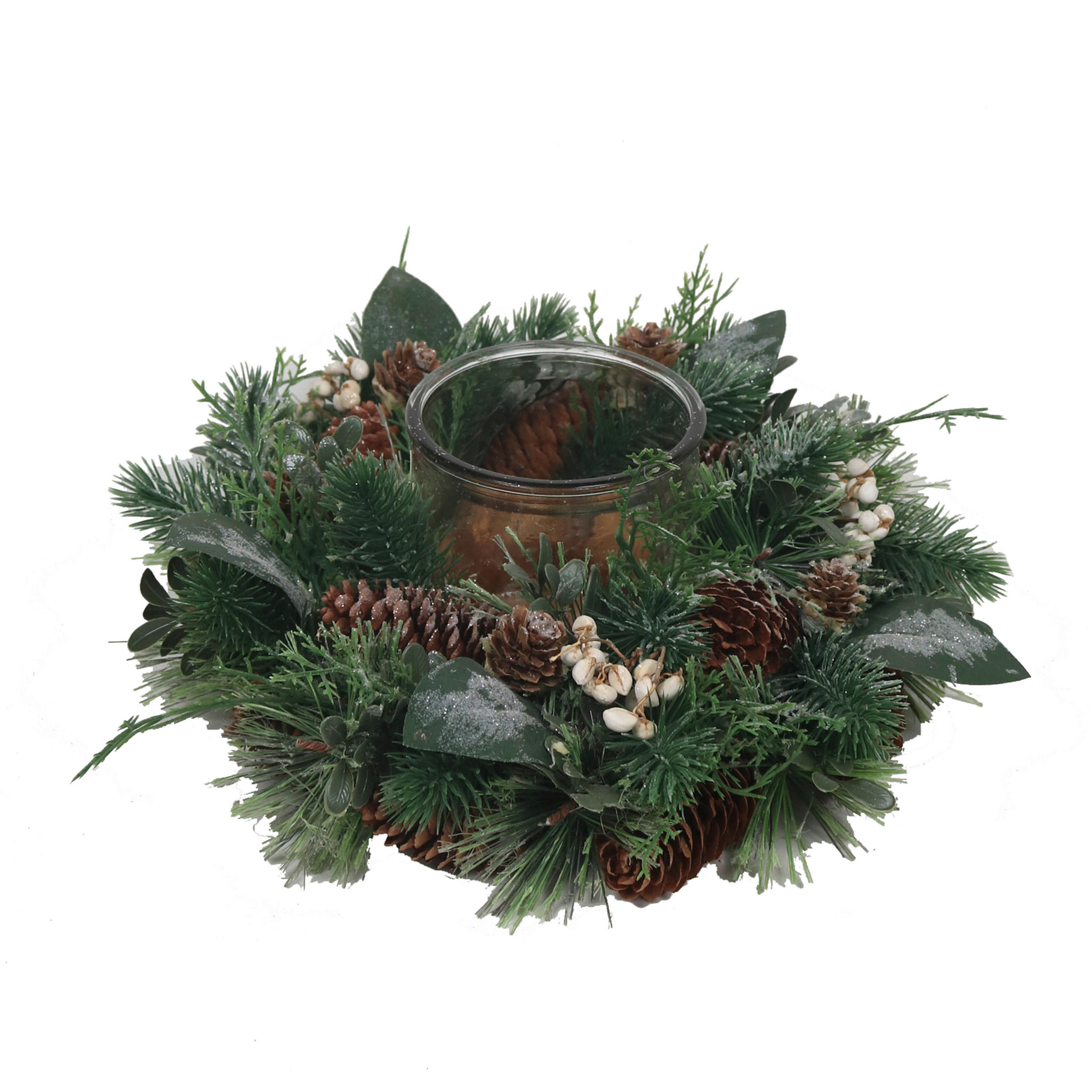 TEELICHTHALTER  - Grün, LIFESTYLE, Glas/Naturmaterialien (21/9cm) - X-Mas