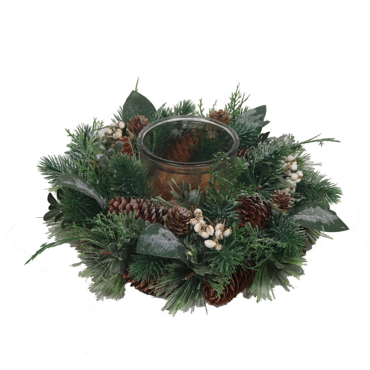 TEELICHTHALTER  - Grün, LIFESTYLE, Glas/Naturmaterialien (21/9cm) - X-Mas