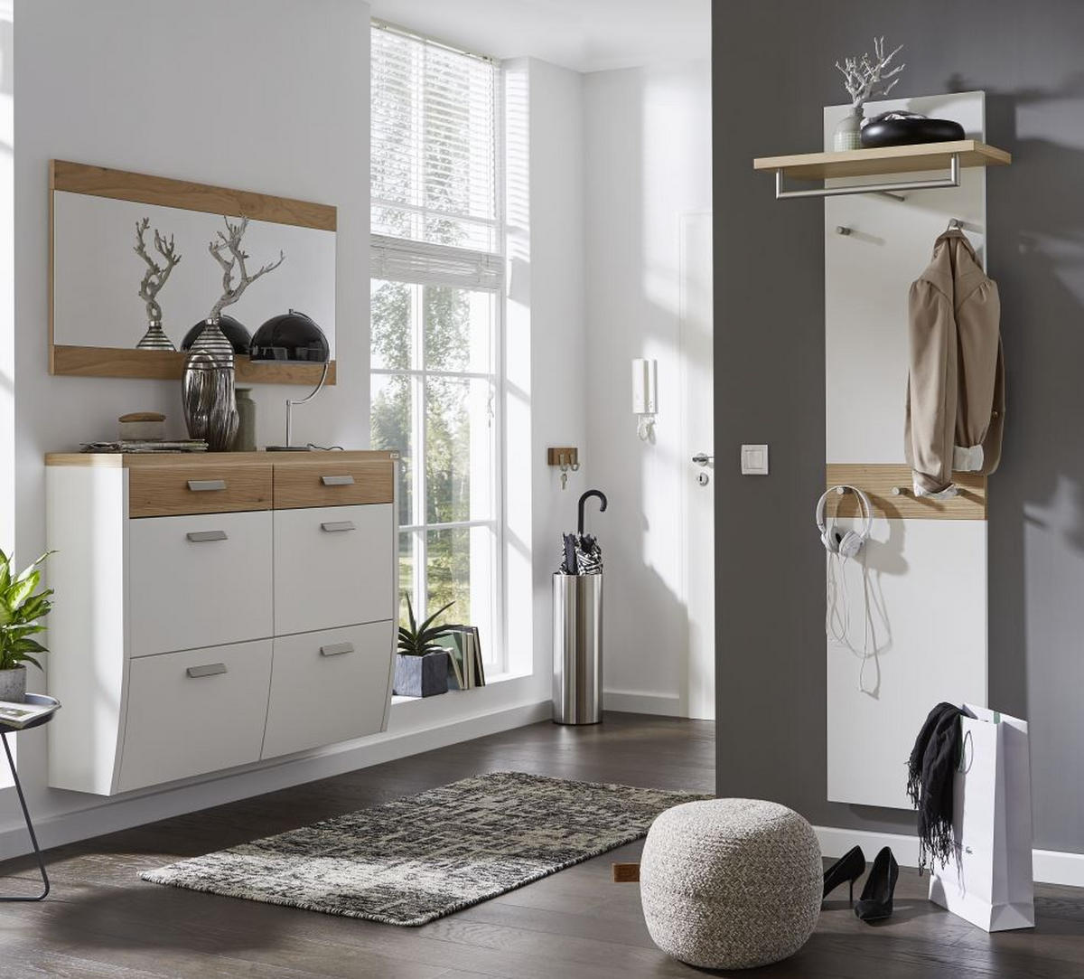 GARDEROBE 3-teilig  in 200/200/32 cm  - Weiss/Eichefarben, Design, Holz/Holzwerkstoff (200/200/32cm) - Dieter Knoll