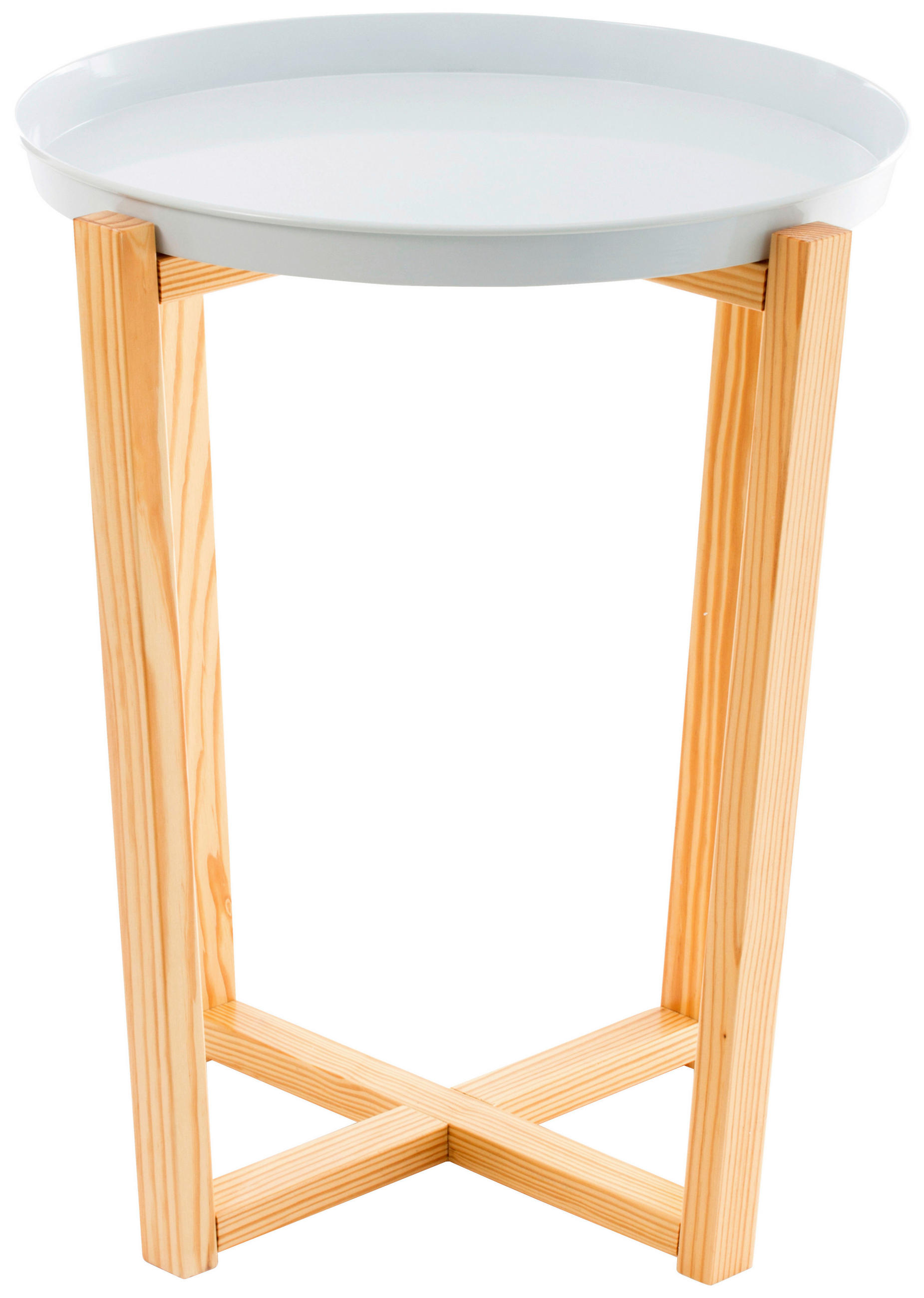 BEISTELLTISCH in Holz, Metall  - Weiß/Pinienfarben, Design, Holz/Metall (48/60/48cm) - Kayoom