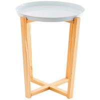 PRÍRUČNÝ STOLÍK, pínia, biela - biela/farba pínie, Design, kov/drevo (48/60/48cm) - MID.YOU