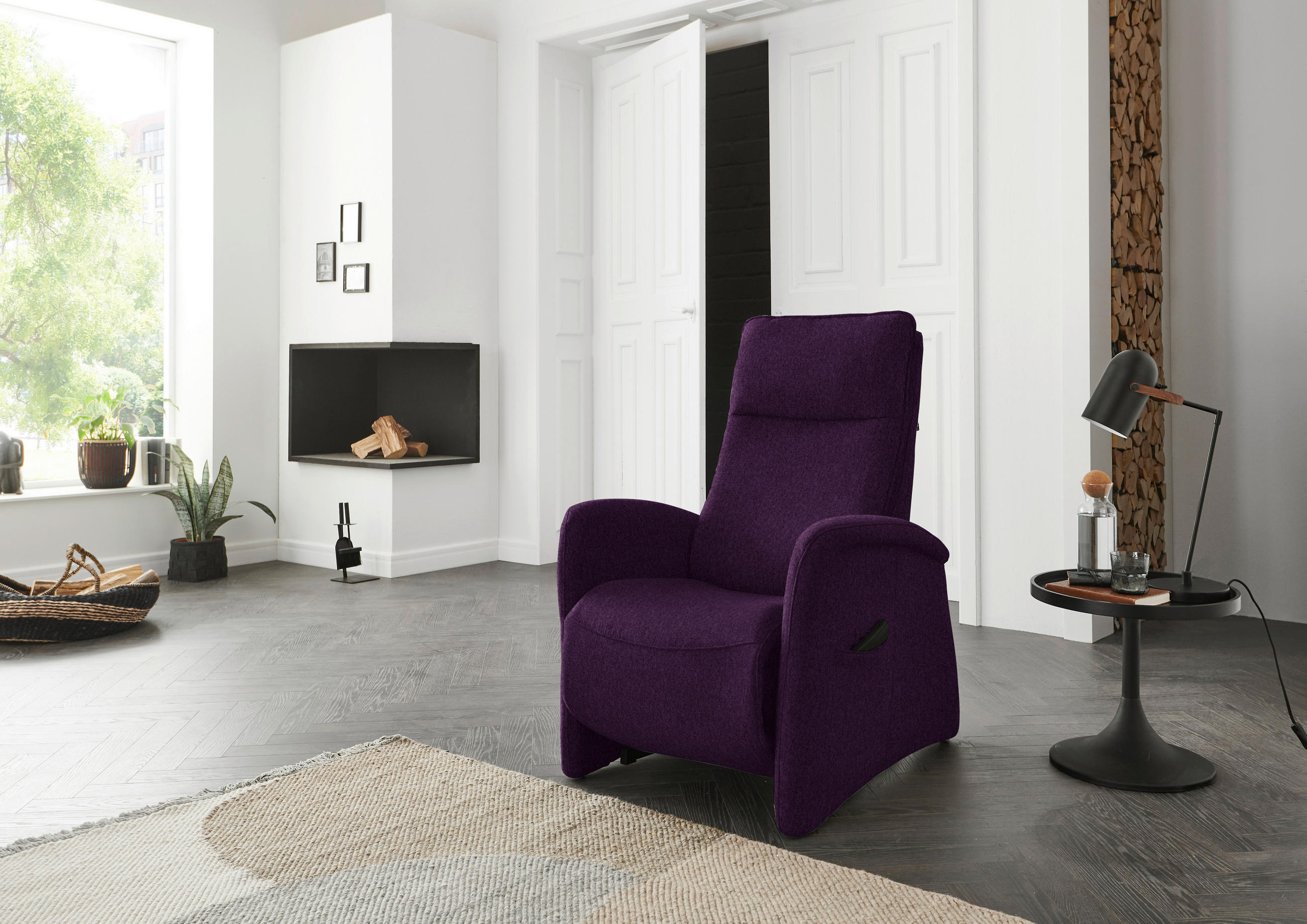 FERNSEHSESSEL in Chenille Violett  - Violett, Konventionell, Kunststoff/Textil (79-83/108/87cm) - Valdera