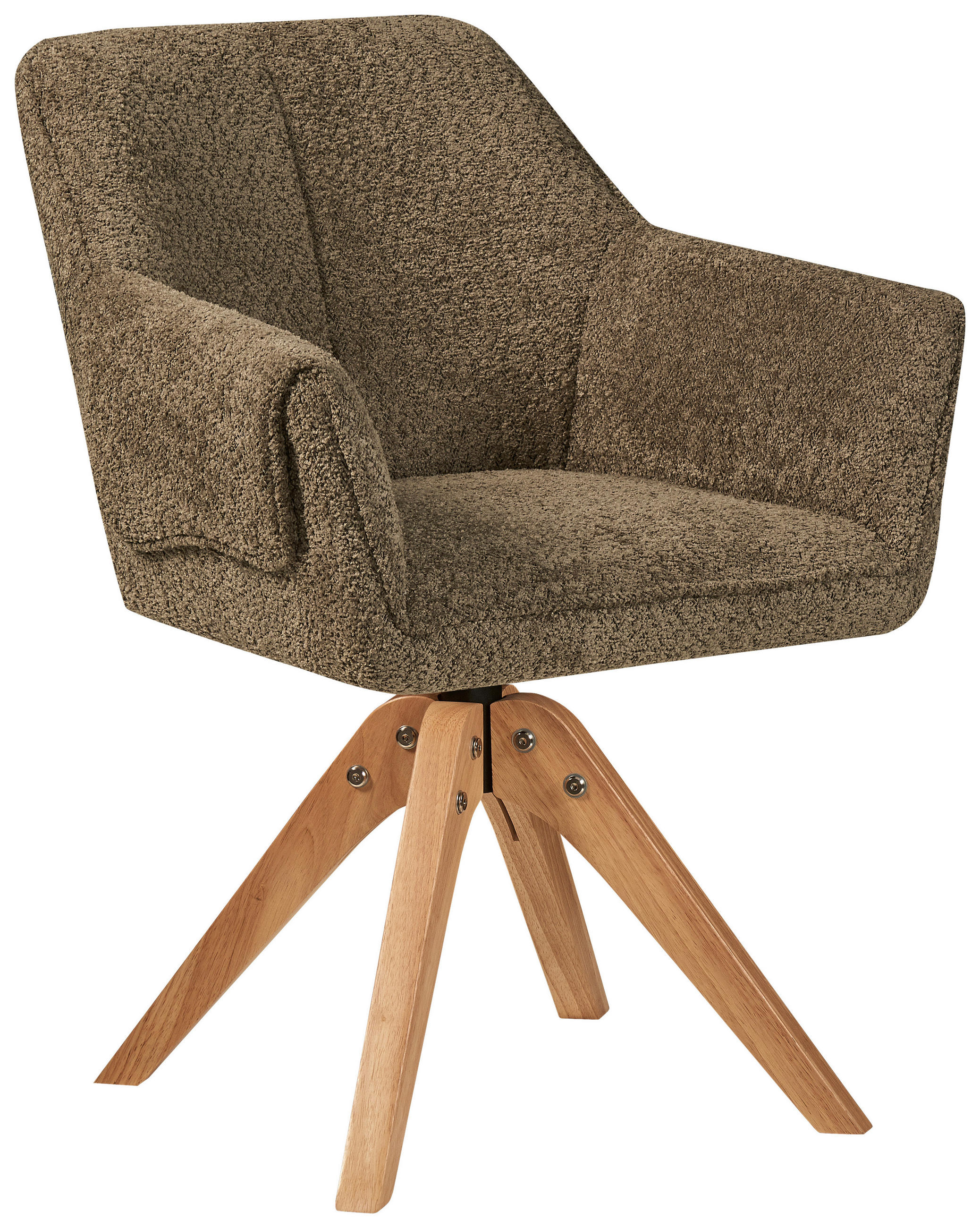 ARMLEHNSTUHL  in Bouclé  - Braun, MODERN, Holz/Textil (60/86,5/63,5cm) - Kayoom