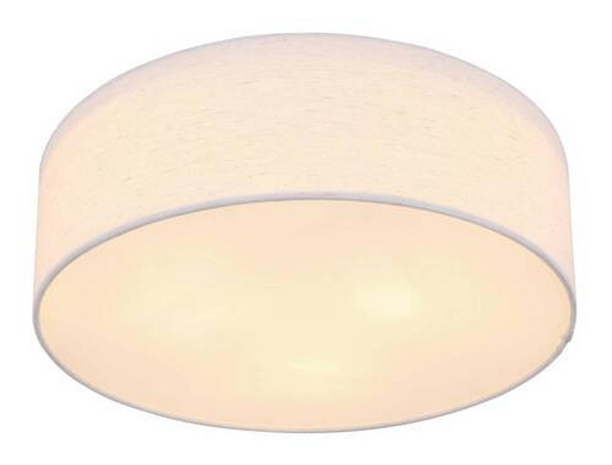 DECKENLEUCHTE  40/12 cm    - Weiss/Beige, Basics, Textil/Metall (40/12cm) - Globo