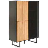 VITRINE furniert Eiche Schwarz, Eichefarben  - Eichefarben/Schwarz, Trend, Glas/Holz (91,5/136/40cm) - Xora