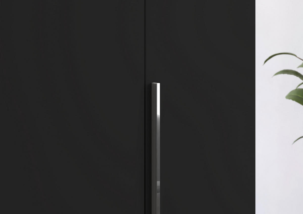 DREHTÜRENSCHRANK 301/223/60 cm,  in Schwarz, 6-türig  - Chromfarben/Schwarz, Design, Glas/Holzwerkstoff (301/223/60cm) - home24