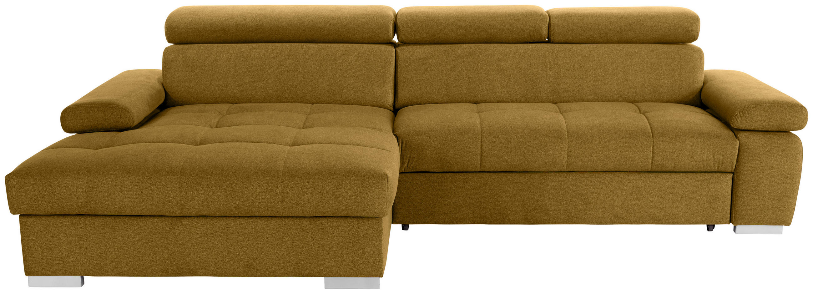 ECKSCHLAFSOFA Gelb Velours  - Gelb/Silberfarben, Design, Holz/Textil (183/292cm) - Livetastic
