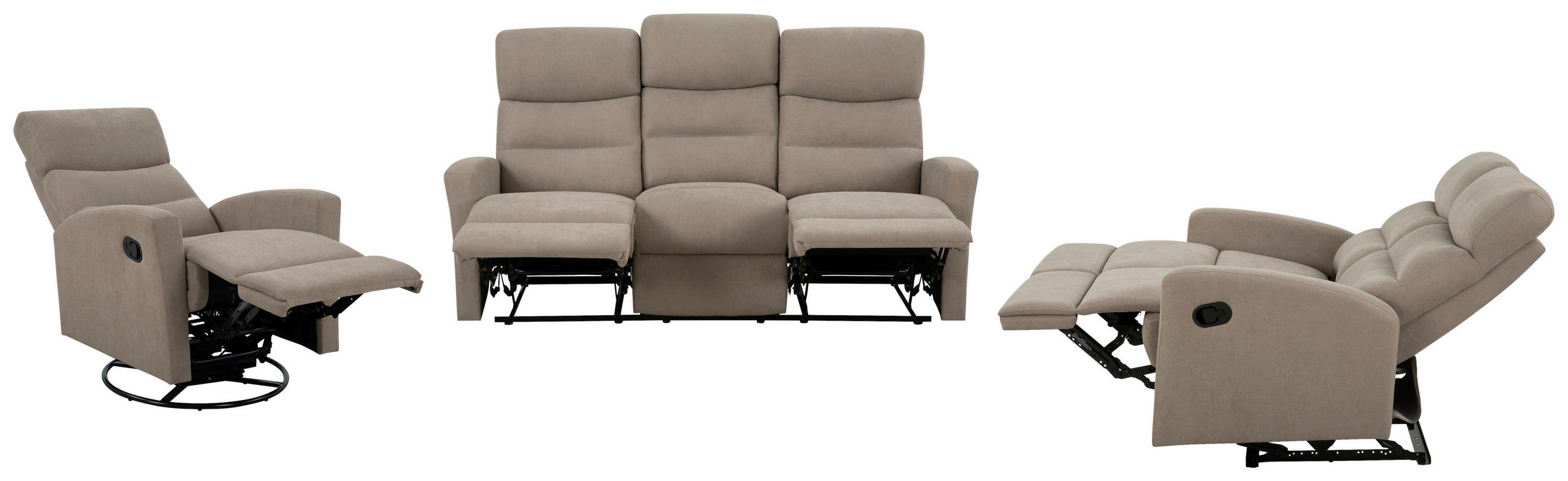 SITZGARNITUR Leinenoptik Taupe  - Taupe/Schwarz, KONVENTIONELL, Textil/Metall - P & B