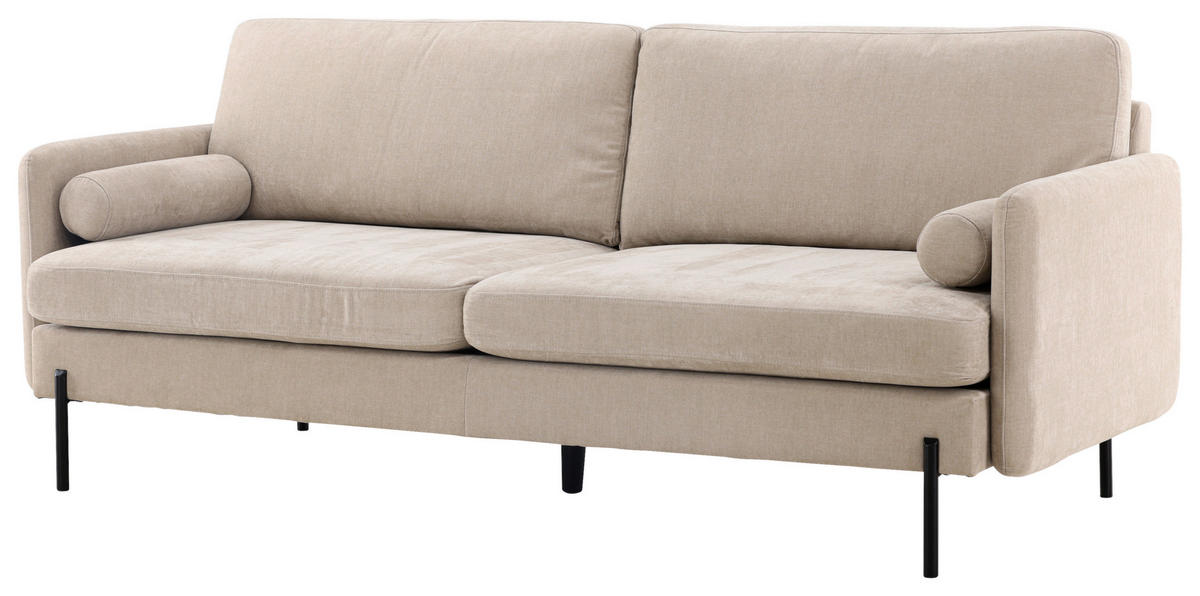 2-SITS SOFFA i metall, textil svart, beige  - beige/svart, Design, metall/textil (209.5/86/87cm) - Livetastic