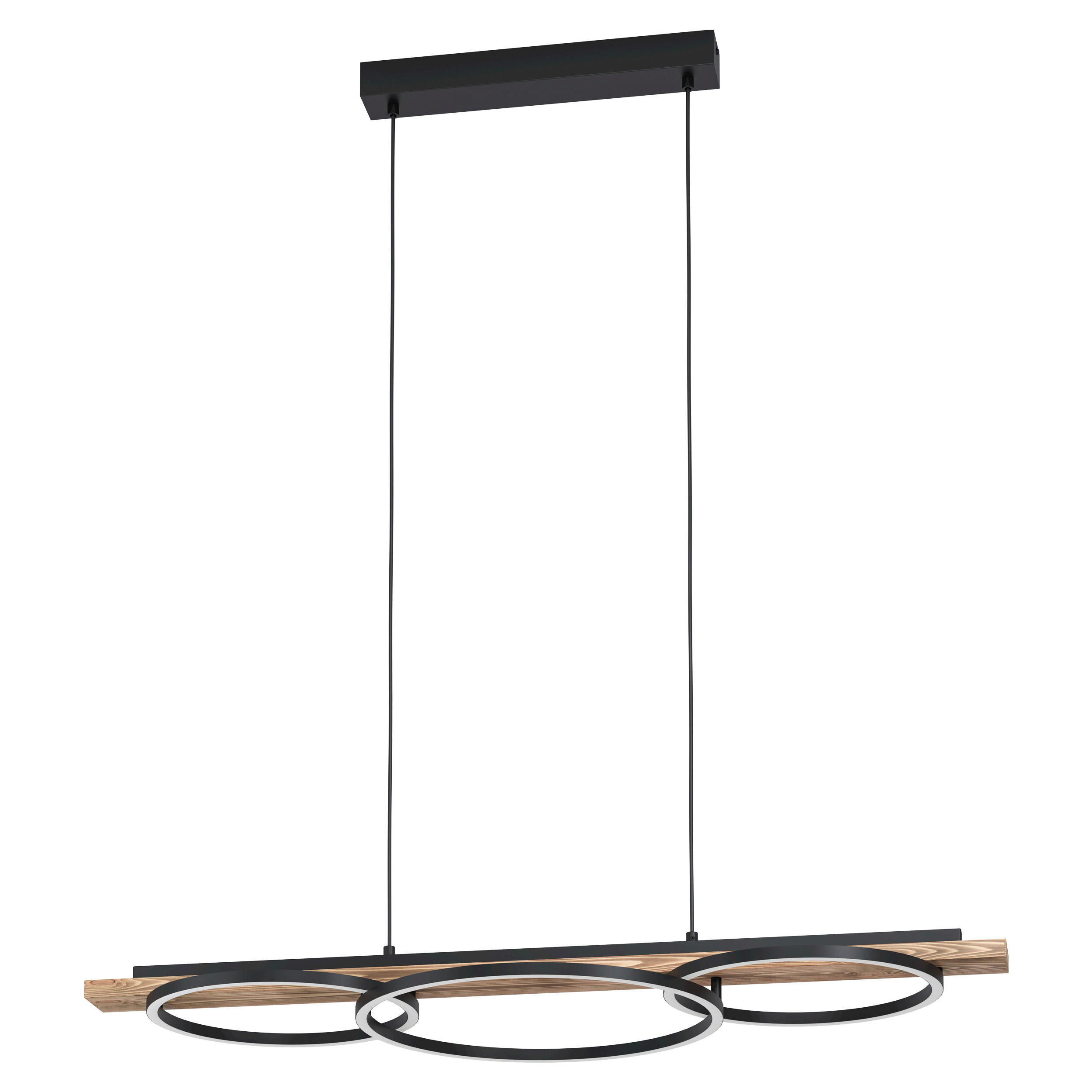 LED-HÄNGELEUCHTE BOYAL 100/40/110 cm   - Schwarz/Braun, Design, Holz/Metall (100/40/110cm) - Eglo