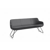 SITZBANK 180/87/65 cm Echtleder Dunkelgrau Metall  - Dunkelgrau/Schwarz, Design, Leder/Metall (180/87/65cm) - Musterring