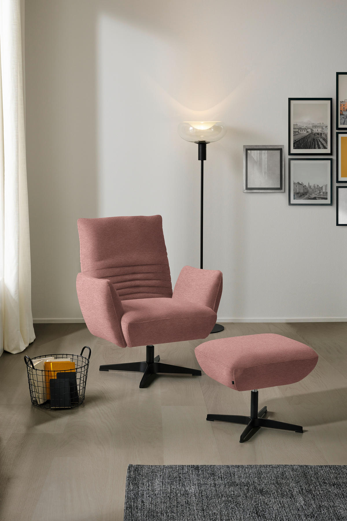 SESSEL in Teddystoff Altrosa  - Schwarz/Altrosa, Design, Textil/Metall (60/94/86cm) - Dieter Knoll