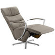 RELAXSESSEL in Leder Graubraun  - Chromfarben/Graubraun, Design, Leder/Metall (64/112/80cm) - Cantus