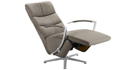 RELAXSESSEL in Leder Graubraun  - Chromfarben/Graubraun, Design, Leder/Metall (64/112/80cm) - Cantus