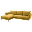 ECKSOFA  in Webstoff Currygelb  196/304 cm  - Currygelb/Schwarz, KONVENTIONELL, Textil/Metall (196/304cm) - Hom`in