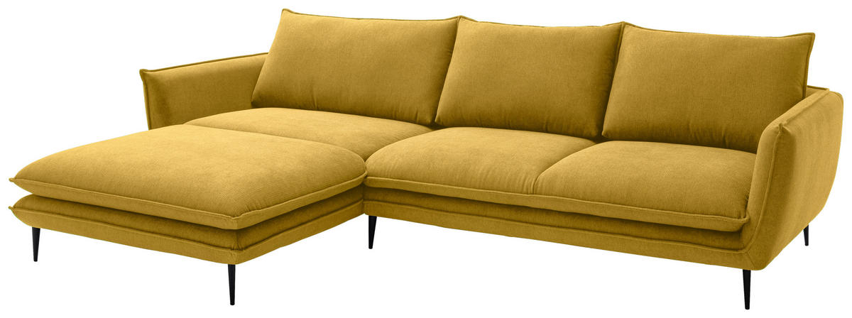 ECKSOFA Currygelb Webstoff  - Currygelb/Schwarz, KONVENTIONELL, Textil/Metall (196/304cm) - Hom`in