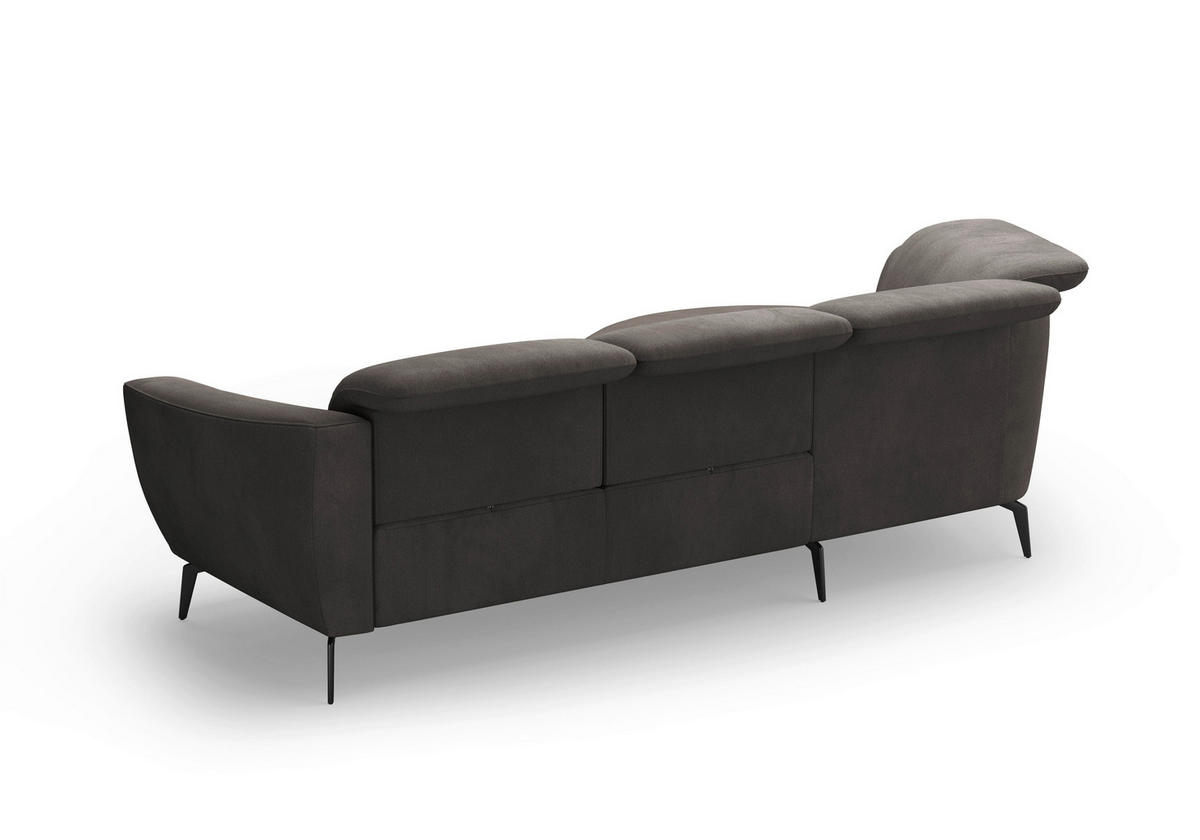 ECKSOFA ZOE E Graphitfarben Flachgewebe  - Schwarz/Graphitfarben, KONVENTIONELL, Textil/Metall (199/309cm) - Sit & More
