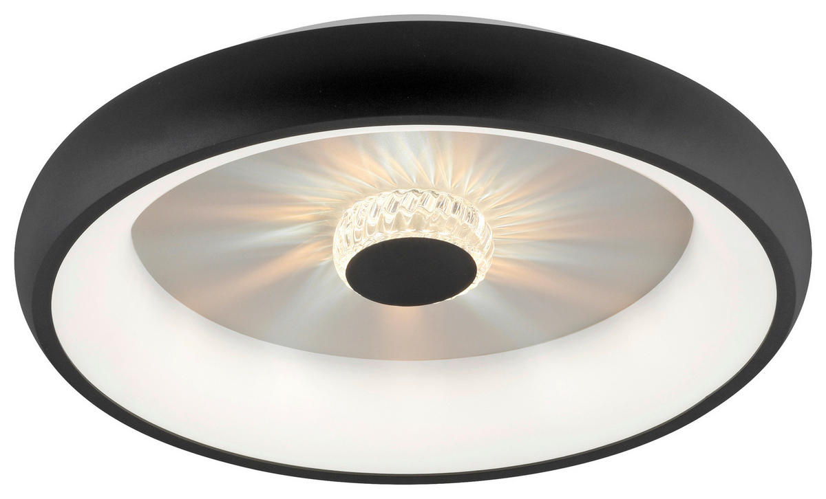 STROPNÉ LED SVIETIDLO, 46,5/9,5 cm  - čierna, Design, kov/plast (46,5/9,5cm)