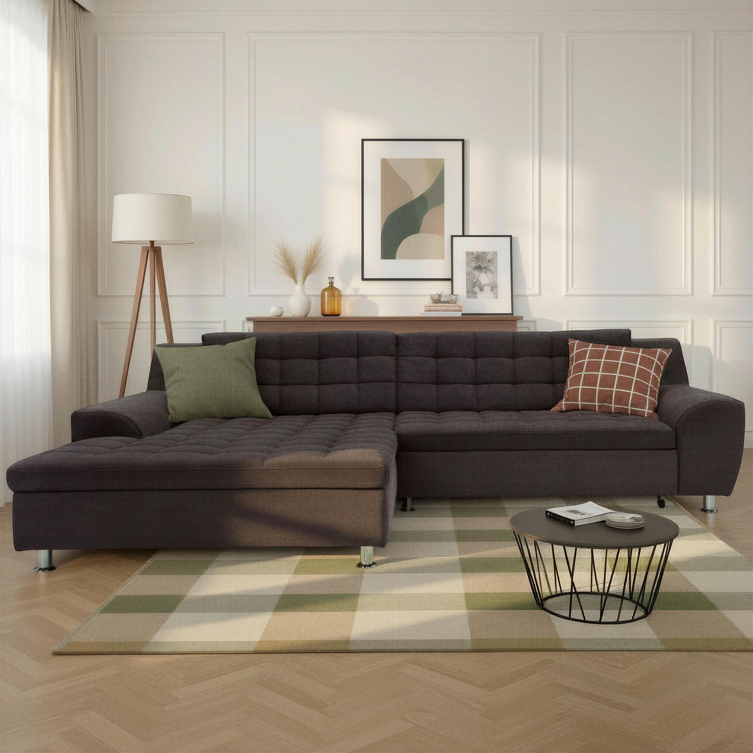 Mid.you Ecksofa Morton Dunkelbraun 304x200 cm
