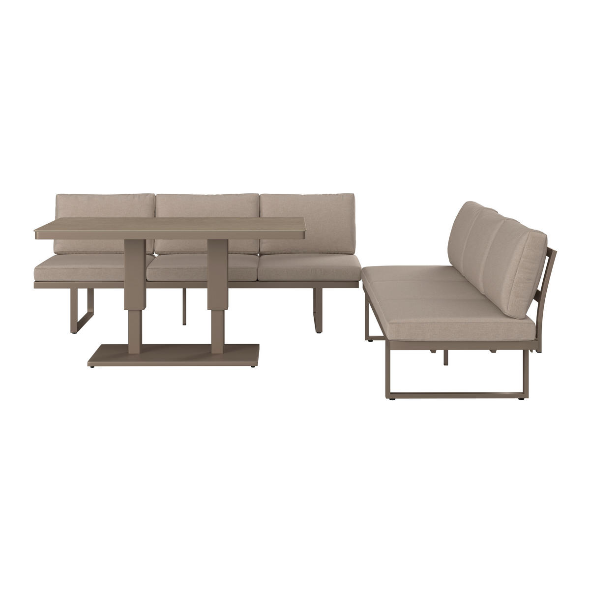 DINING-LOUNGESET Aluminium  - Beige/Hellgrau, MODERN, Glas/Textil - Ambia Garden