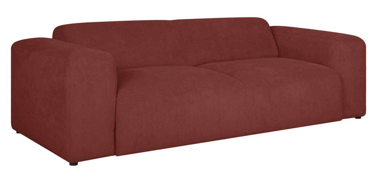 3-SITZER-SOFA Cord Rot  - Rot/Schwarz, Design, Kunststoff/Textil (247/75/104cm) - MID.YOU