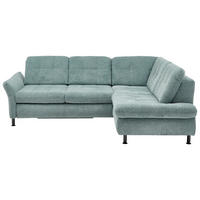 ECKSOFA in Webstoff Türkis  242/210 cm  - Türkis/Schwarz, KONVENTIONELL, Textil/Metall (242/210cm) - Beldomo Style