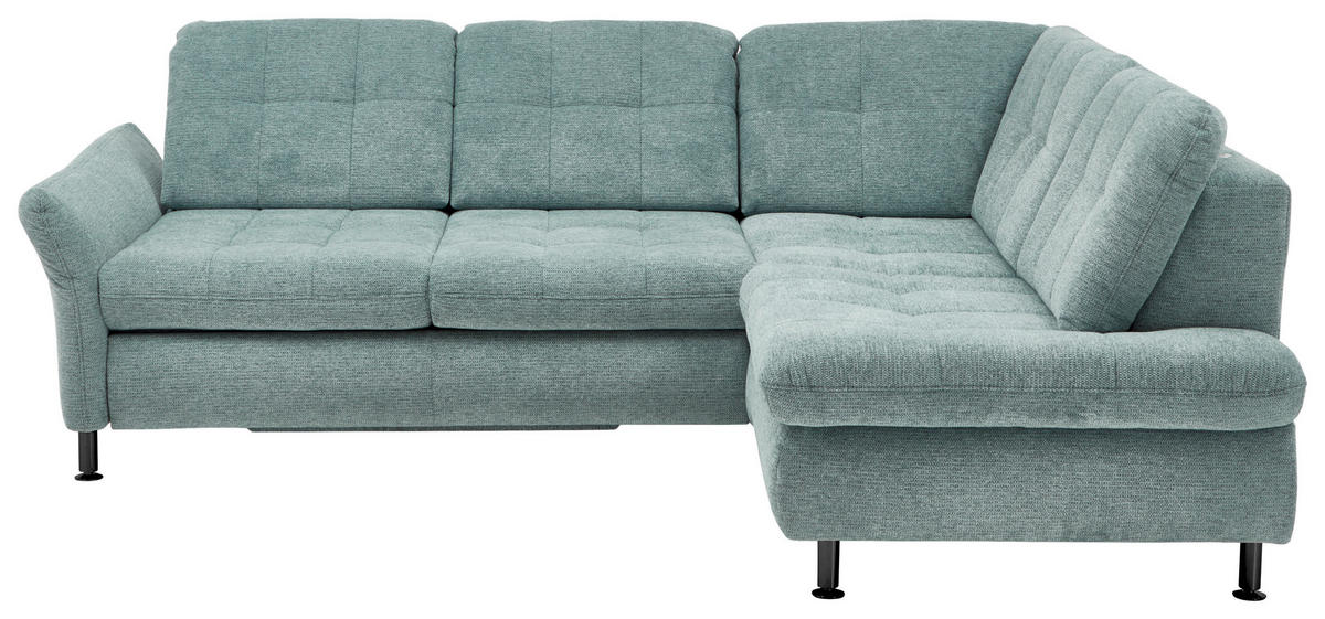 ECKSOFA in Webstoff Türkis  242/210 cm  - Türkis/Schwarz, KONVENTIONELL, Textil/Metall (242/210cm) - Beldomo Style