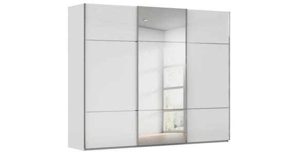 SCHWEBETÜRENSCHRANK  in Grau, Weiß  - Chromfarben/Weiß, KONVENTIONELL, Glas/Holzwerkstoff (242/223/68cm) - Novel