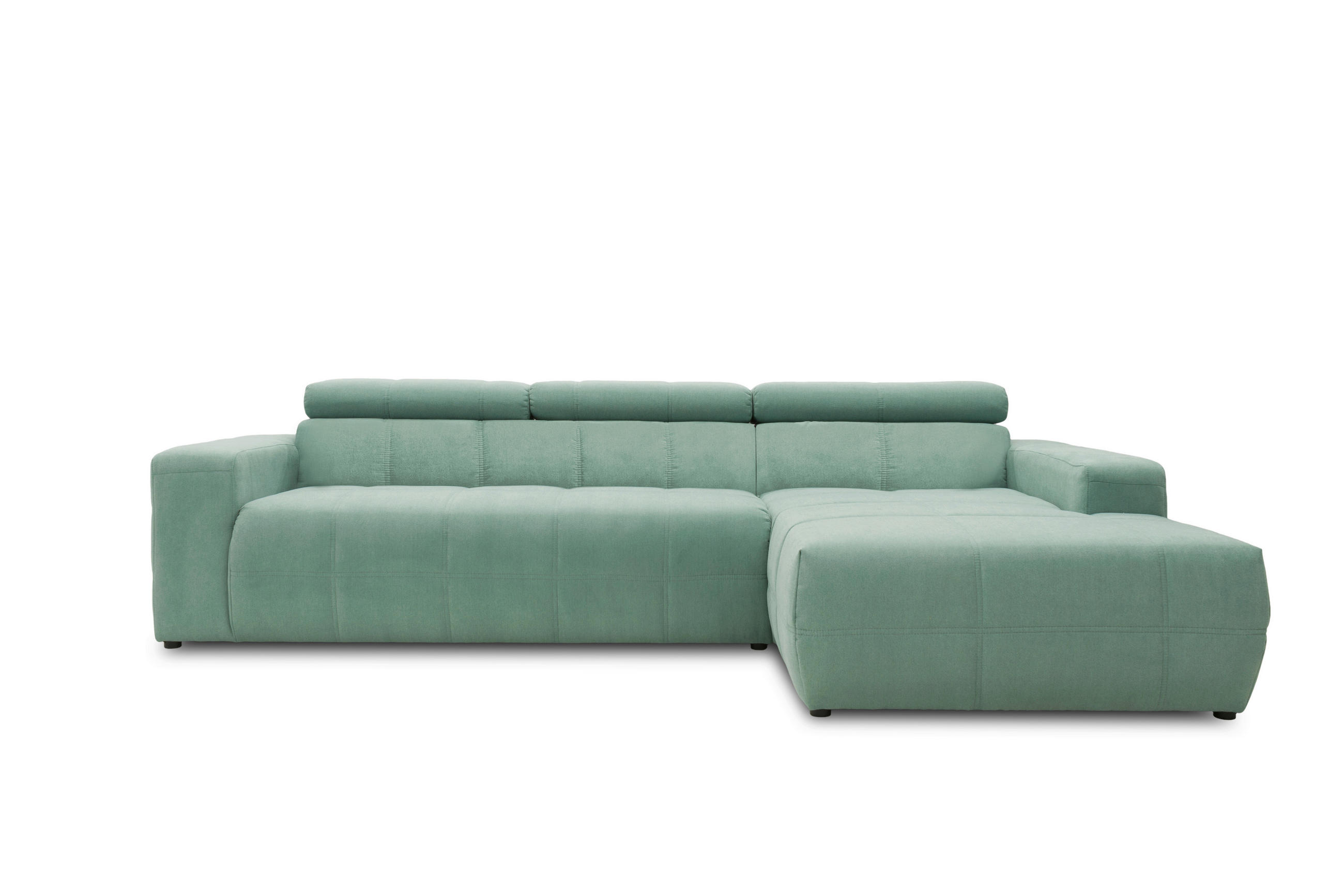 ECKSOFA in Mikrofaser Mintgrün  285/175 cm  - Schwarz/Mintgrün, Design, Kunststoff/Textil (285/175cm) - MID.YOU