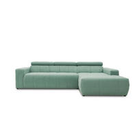 ECKSOFA in Mikrofaser Mintgrün  285/175 cm  - Schwarz/Mintgrün, Design, Kunststoff/Textil (285/175cm) - MID.YOU