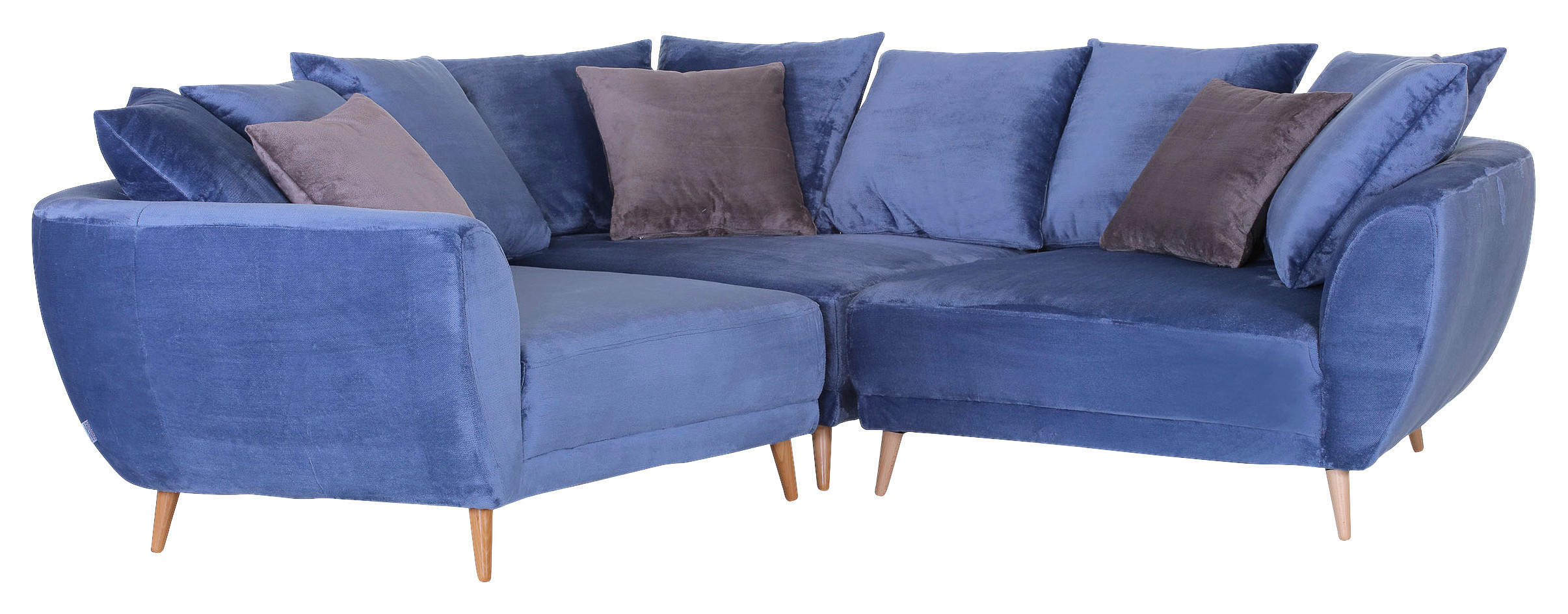 ECKSOFA Hellblau Flachgewebe  - Schlammfarben/Naturfarben, KONVENTIONELL, Holz/Textil (310/310cm) - Livetastic