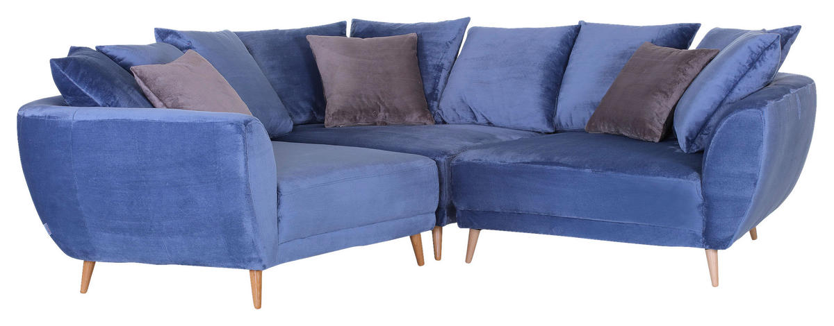 ECKSOFA Hellblau Flachgewebe  - Schlammfarben/Naturfarben, KONVENTIONELL, Holz/Textil (310/310cm) - Livetastic