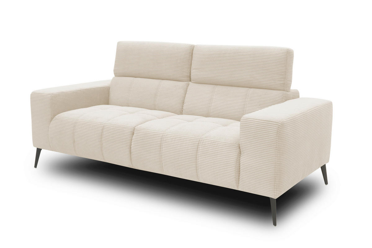 2-SITZER-SOFA TRENTO Mikrofaser Creme  - Dunkelgrau/Creme, MODERN, Textil/Metall (208/79/104cm) - MID.YOU