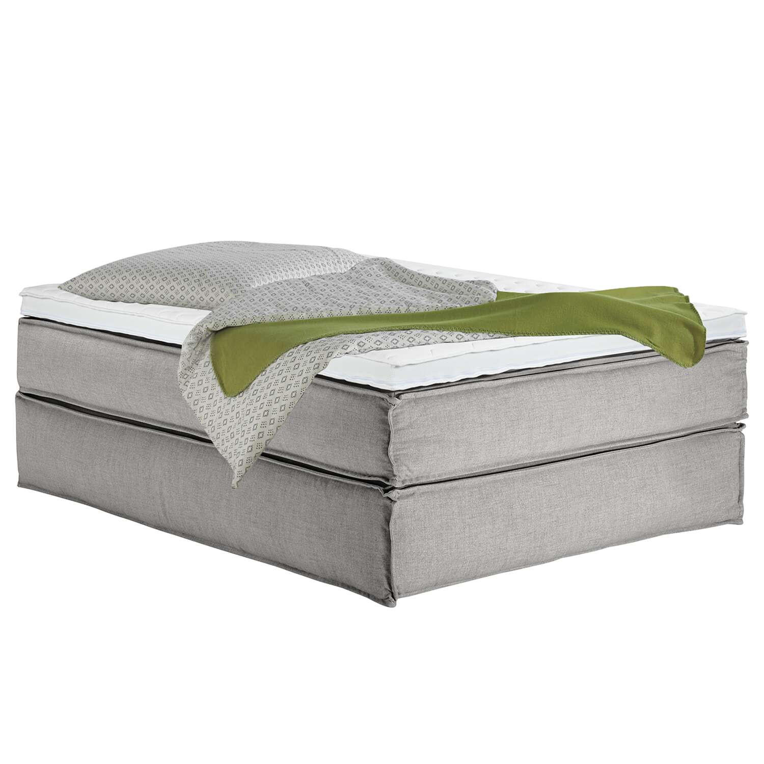 BOXSPRINGBETT 140/200 cm  in Hellgrau  - Hellgrau/Schwarz, Design, Textil (140/200cm) - home24