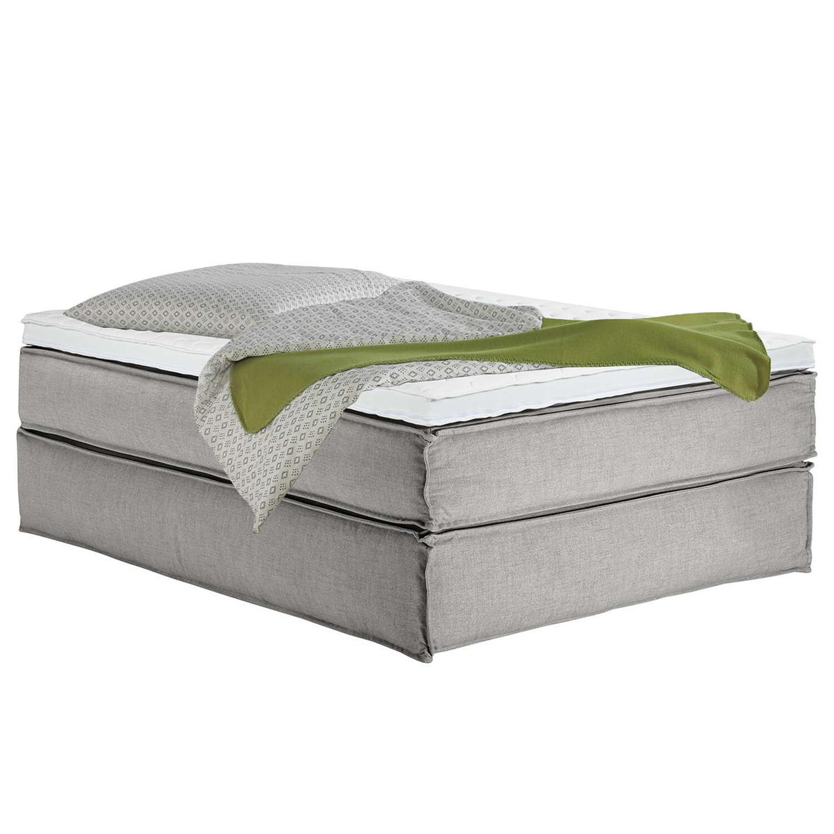 BOXSPRINGBETT 140/200 cm  in Hellgrau  - Hellgrau/Schwarz, Design, Textil (140/200cm) - home24