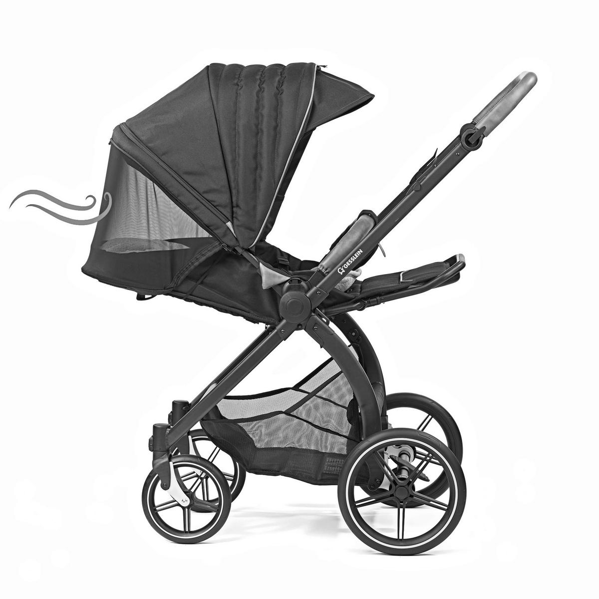 KOMBIKINDERWAGEN FX4 Swing Set mit Handbremse  - Greige/Schwarz, Basics, Textil (100/55/130cm) - Gesslein