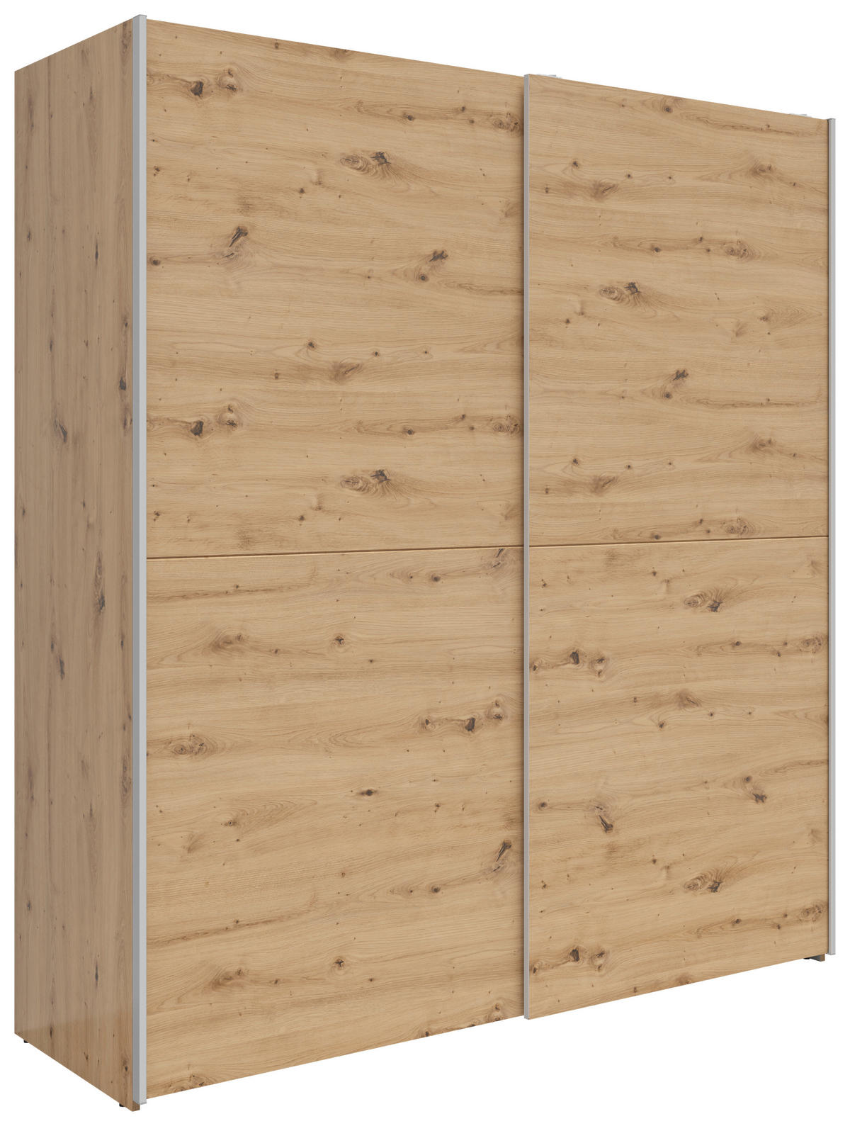SCHWEBETÜRENSCHRANK 170/191/59 cm 2-türig Eiche Artisan  - Silberfarben/Eiche Artisan, Basics, Holzwerkstoff/Kunststoff (170/191/59cm) - Boxxx