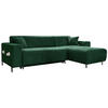 ECKSOFA Dunkelgrün Cord  - Dunkelgrün/Schwarz, Textil/Metall (260/165cm) - MID.YOU