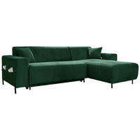 ECKSOFA Dunkelgrün Cord  - Dunkelgrün/Schwarz, Textil/Metall (260/165cm) - MID.YOU