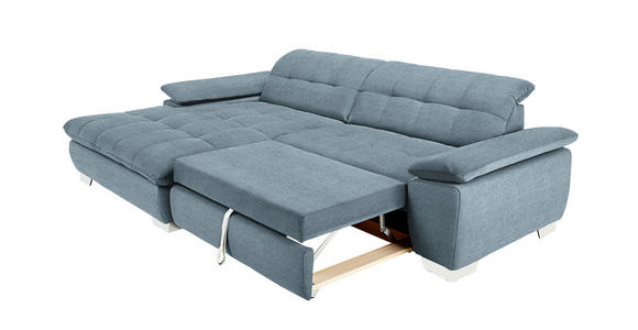 ECKSOFA in Mikrofaser Blaugrau  - Chromfarben/Blaugrau, Design, Textil/Metall (180/265cm) - Carryhome