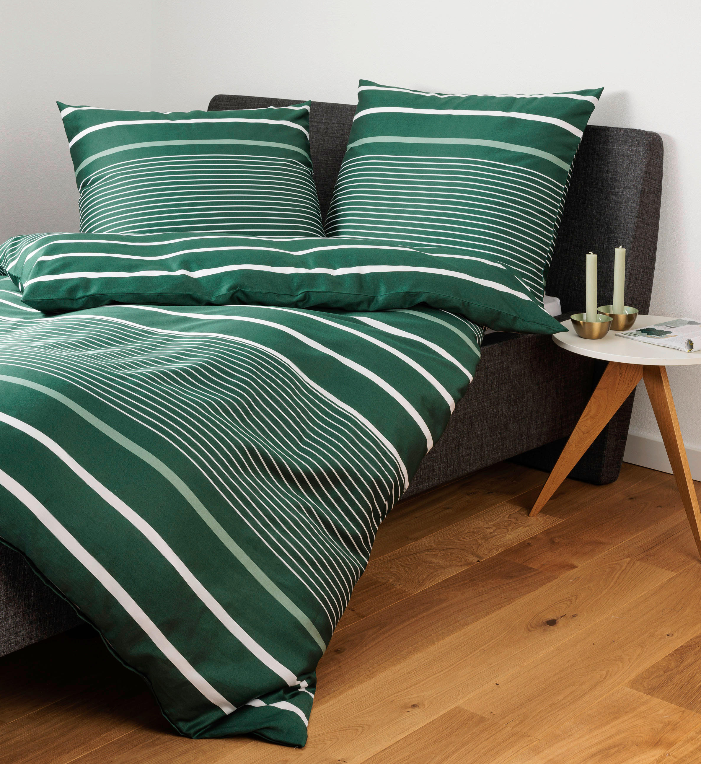 BETTWÄSCHE 200/200 cm Makosatin  - Waldgrün/Jadegrün, Design, Textil (200/200cm) - Janine